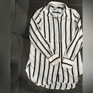 Stripe blouse, black, tan and wh